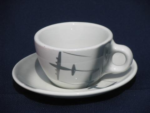 photo of jet age vintage airplane coffee cup and saucer, MCM Cosmopolitan china #1