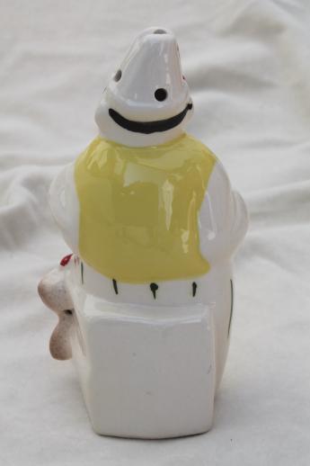 photo of kitschy vintage ceramic cheese shaker, accordion man w/ monkey dispenser for spaghetti cheese #3