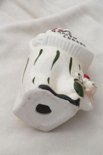 photo of kitschy vintage ceramic cheese shaker, accordion man w/ monkey dispenser for spaghetti cheese #6
