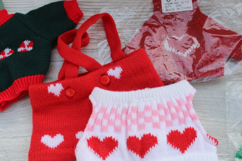 photo of knit holiday sweaters for bears or dolls, ugly Christmas sweater Valentines St Patrick's day #3