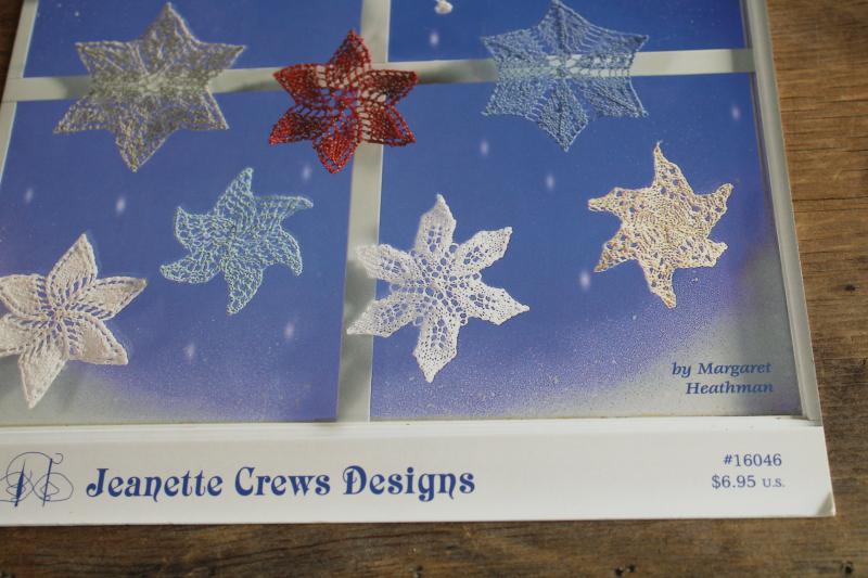 photo of knitting pattern booklet, instructions for knitted lace snowflakes mini doilies ornaments #2