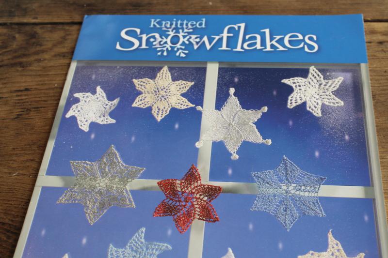 photo of knitting pattern booklet, instructions for knitted lace snowflakes mini doilies ornaments #3