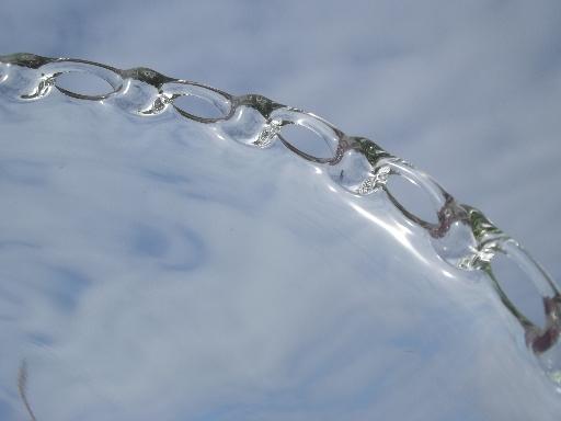 photo of lace edge clear glass torte plate, large vintage elegant glass cake plate #5