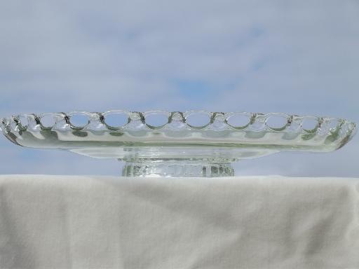 photo of lace edge crystal clear glass torte plate, large vintage glass cake plate #4