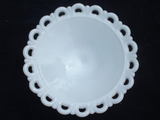 photo of lace edge milk glass compote fruit bowl, vintage Anchor Hocking glass #2