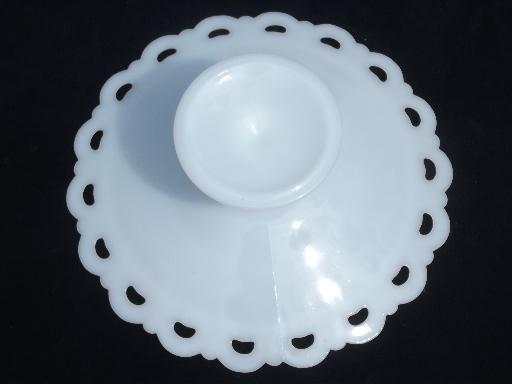 photo of lace edge milk glass compote fruit bowl, vintage Anchor Hocking glass #5