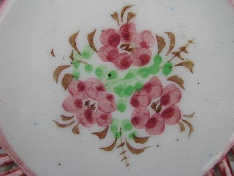 photo of lace ribbon lattice basket, vintage hand-painted ceramic dish, Spain #3