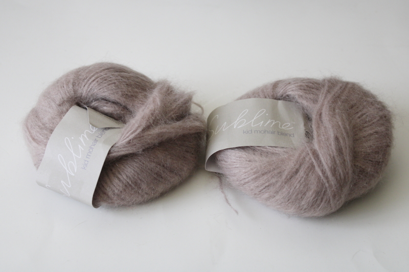 photo of lace weight kid mohair nylon merino blend yarn, mink color, Sirdar Sublime label #1