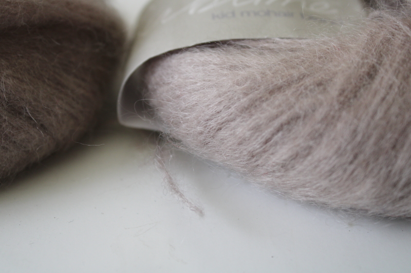 photo of lace weight kid mohair nylon merino blend yarn, mink color, Sirdar Sublime label #2
