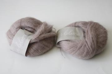 catalog photo of lace weight kid mohair nylon merino blend yarn, mink color, Sirdar Sublime label