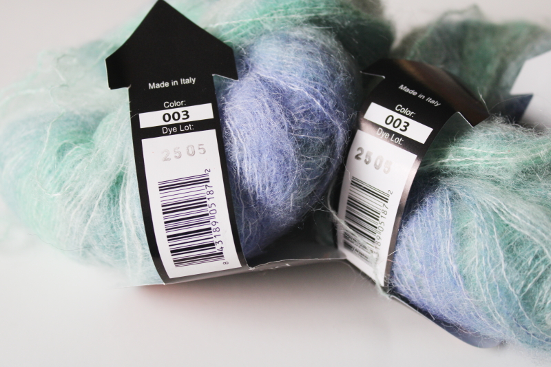 photo of lace weight mohair blend yarn, shaded green blue hand dyed look, Queensland CaraCara label #4