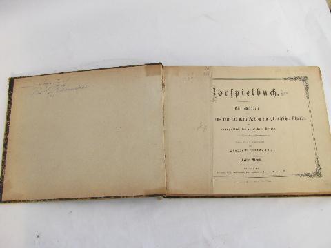 photo of large 1880s vintage German book, religious choral music, old antique Lutheran hymnal #2