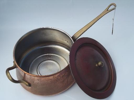 photo of large Douro B M copper steamer pan w/ china insert, Benjamin & Medwin #3