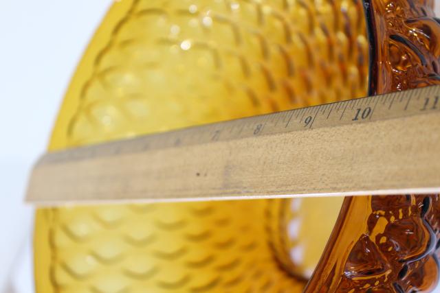 photo of large amber glass lampshade, vintage replacement shade quilted pattern colored glass #5