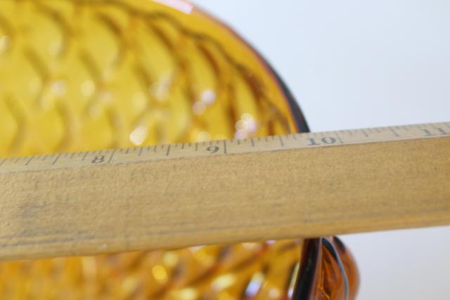 photo of large amber glass lampshade, vintage replacement shade quilted pattern colored glass #6
