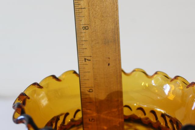 photo of large amber glass lampshade, vintage replacement shade quilted pattern colored glass #7