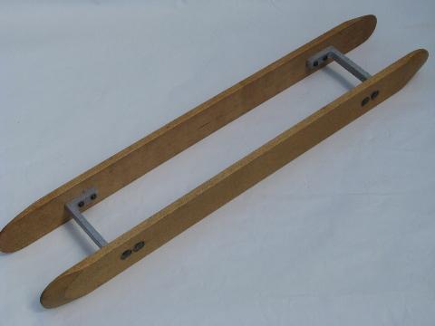 photo of large and small weaving shuttles, primitive old wood loom shuttle lot #3