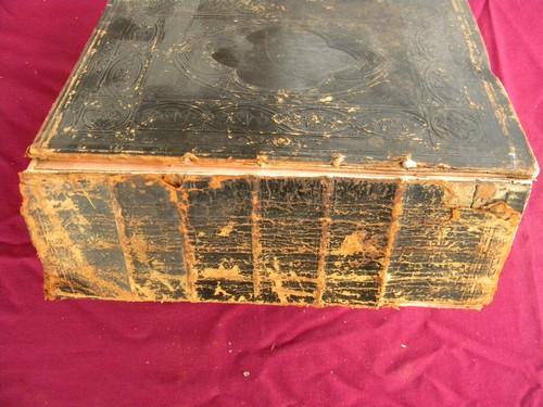 photo of large antique bible, 1872 with embossed leather cover #2