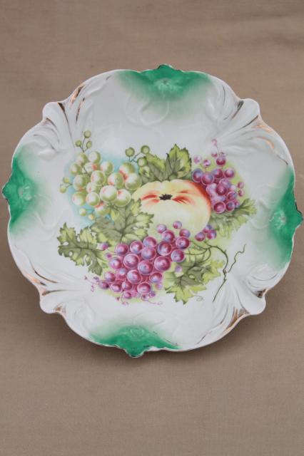 photo of large antique fruit bowls, collection of early 1900s vintage painted china dishes #2