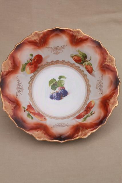 photo of large antique fruit bowls, collection of early 1900s vintage painted china dishes #5