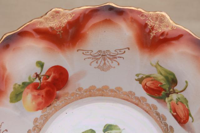 photo of large antique fruit bowls, collection of early 1900s vintage painted china dishes #6