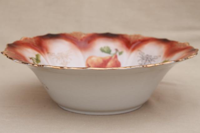 photo of large antique fruit bowls, collection of early 1900s vintage painted china dishes #7