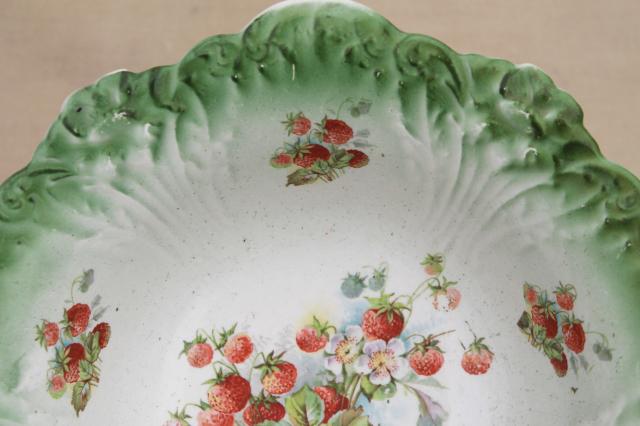 photo of large antique fruit bowls, collection of early 1900s vintage painted china dishes #12