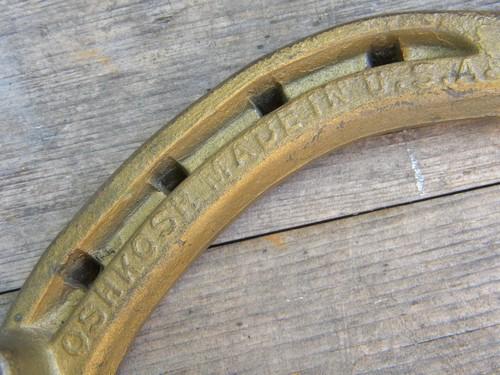 photo of large antique iron horseshoes w/Oshkosh, Wis forge mark/salesman's sample #5