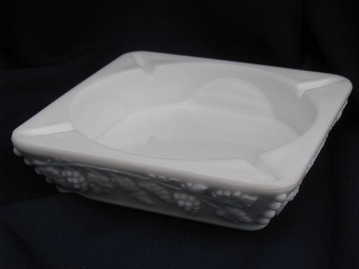 photo of large ashtray, Westmoreland paneled grape vintage grapes milk glass #1