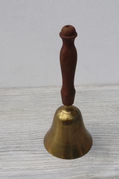catalog photo of large brass bell w/ wood handle, vintage desk or store counter service bell