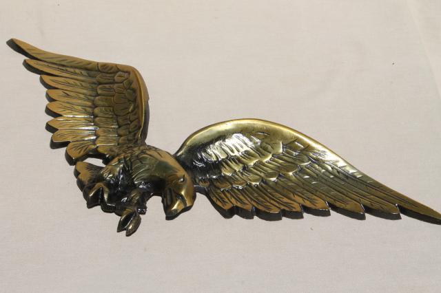 photo of large cast metal American Federal eagle wall hanging plaque w/ antique gold finish #5