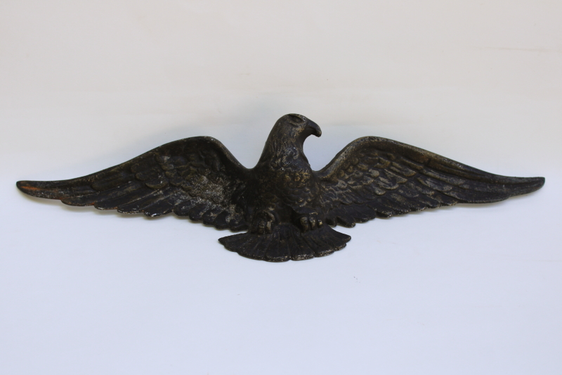 photo of large cast metal eagle wall hanging, mid century vintage Americana w/ weathered antique finish  #1