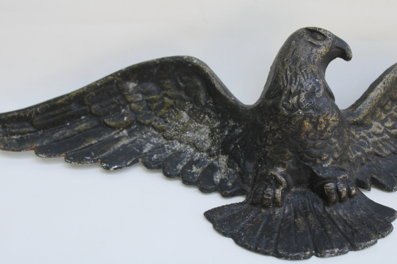 photo of large cast metal eagle wall hanging, mid century vintage Americana w/ weathered antique finish #2