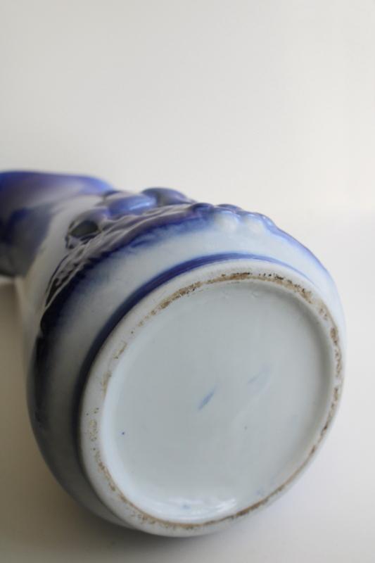 photo of large ceramic pitcher w/ stag deer, cobalt blue shaded color like flow blue #6