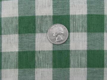 catalog photo of large checks green gingham squares vintage cotton fabric, 36'' wide