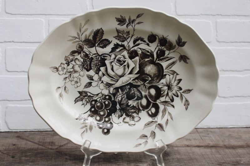photo of large china platter dark brown transferware Gainsborough vintage J & G Meakin England  #1
