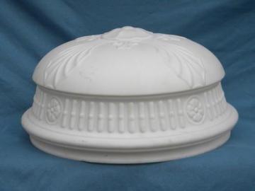 catalog photo of large embossed globe shade for antique ceiling medallion light fixture