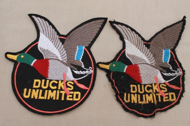 photo of large embroidered patches, Ducks Unlimited jacket patch w/ embroidered flying duck #1