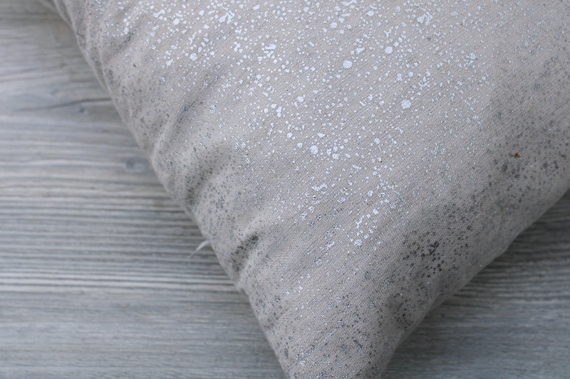 photo of large feather pillow inserts w/ zip cotton covers ivory white w/ silver metallic sparkle #3