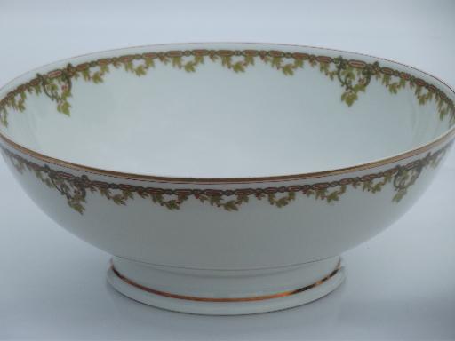 photo of large footed bowl, antique Haviland Limoges china berries and vine border #1