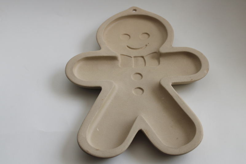 photo of large gingerbread man cookie mold for Christmas cookies, 1990s vintage Superstone stoneware mold #1