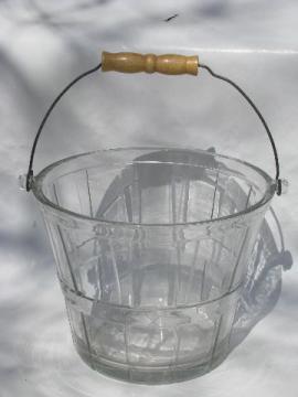 catalog photo of large glass flower bucket for flowers or ice, old fashioned country farm pail