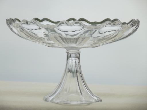 photo of large glass flower compote bowl, pedestal fruit bowl or salad bowl #1