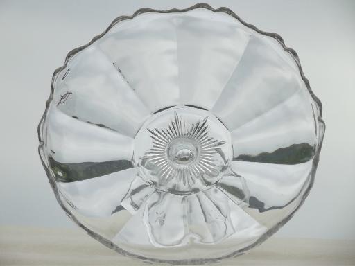 photo of large glass flower compote bowl, pedestal fruit bowl or salad bowl #2