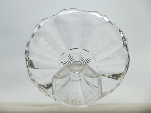 photo of large glass flower compote bowl, pedestal fruit bowl or salad bowl #6