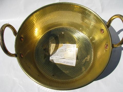 photo of large hammered brass bowl shaped kettle cooking pot #4