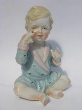 catalog photo of large hand-painted china piano baby, vintage Maruyama - Japan figurine