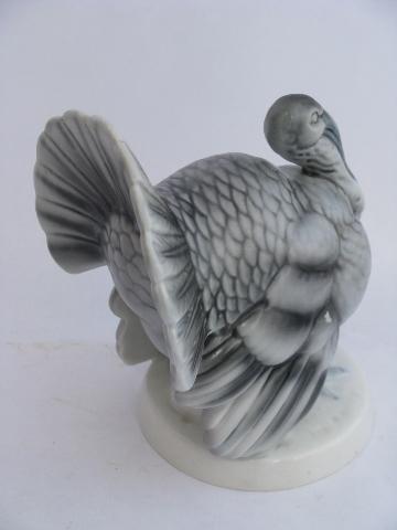 photo of large hand-painted porcelain Thanksgiving tom turkey, vintage Bavaria #4