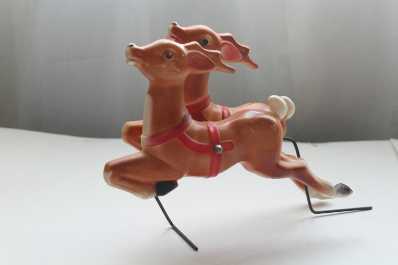 photo of large hard plastic reindeer, vintage Christmas decorations - leaping deer retro blow mold style #4