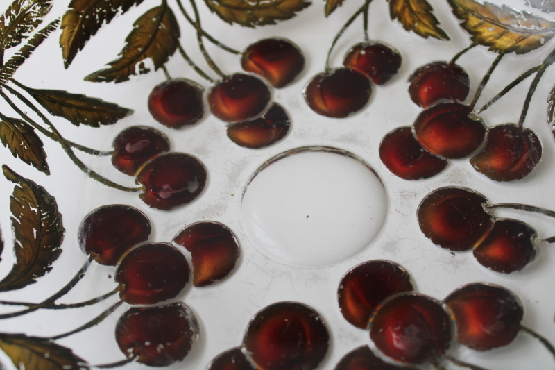 photo of large heavy antique glass bowl cherry and cable EAPG gold & ruby Victorian vintage glass #2